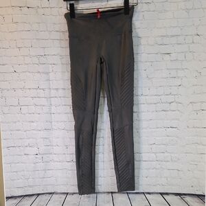 Spanx Faux Leather Moto Leggings in a gray or "gunmetal"